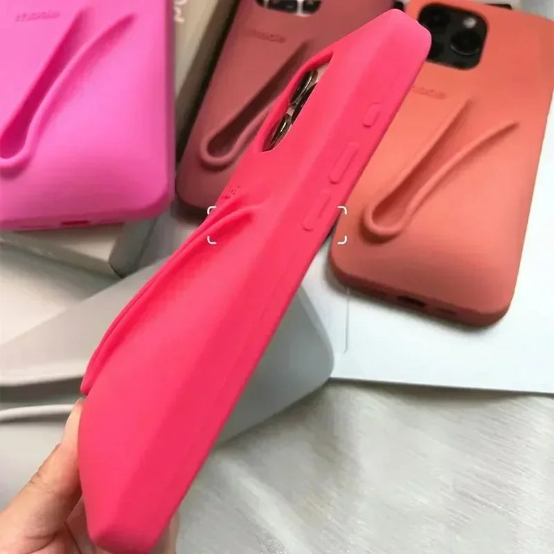 Custodia per telefono in silicone Rhode con scatola per iPhone 16, 15, 14, 13, 12 Pro Max Plus, custodia portatile per lucidalabbra e rossetto.