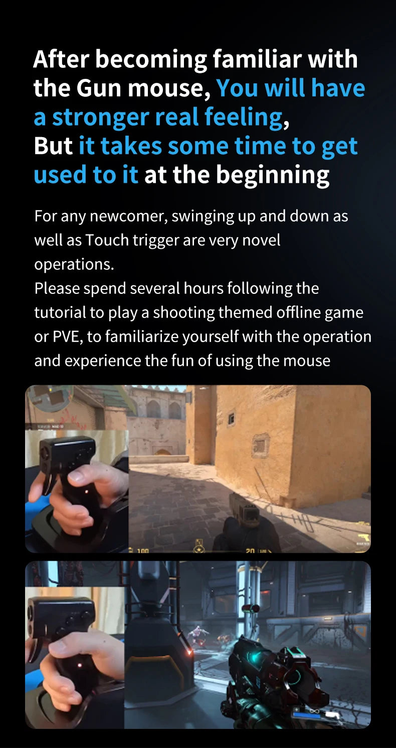 Gun Style Gaming Mouse FPS Game OrionTime L24 Vertical Handle Grip Wired Peripherals Pc Custom Gamer Accessories Shooting Mice
