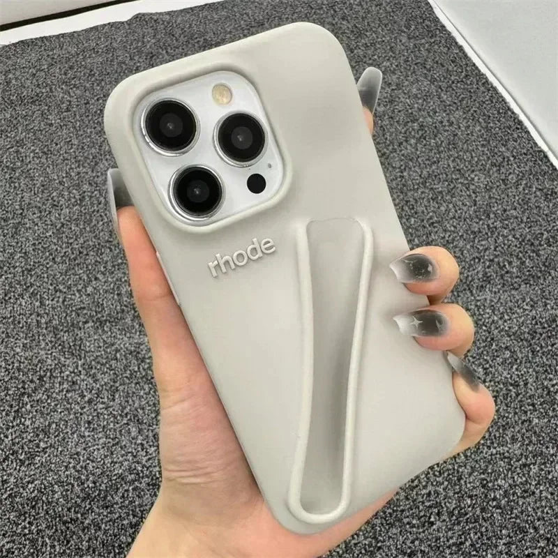 Custodia per telefono in silicone Rhode con scatola per iPhone 16, 15, 14, 13, 12 Pro Max Plus, custodia portatile per lucidalabbra e rossetto.
