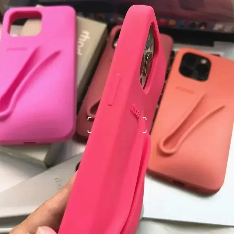 Custodia per telefono in silicone Rhode con scatola per iPhone 16, 15, 14, 13, 12 Pro Max Plus, custodia portatile per lucidalabbra e rossetto.
