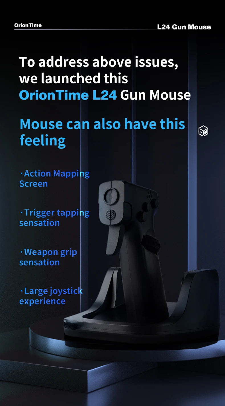 Gun Style Gaming Mouse FPS Game OrionTime L24 Vertical Handle Grip Wired Peripherals Pc Custom Gamer Accessories Shooting Mice
